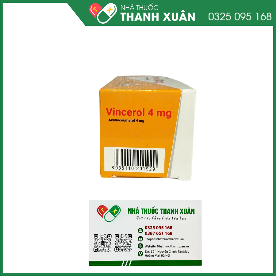 Vincerol 4mg - Phòng và trị huyết khối (10 vỉ x 10 viên)